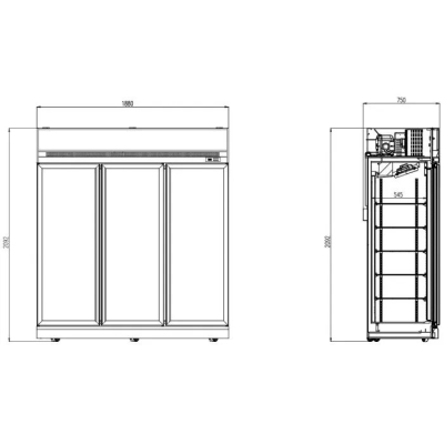 CONGÉLATEUR 3 PORTES EN VERRE NOIR INS-1530F BL